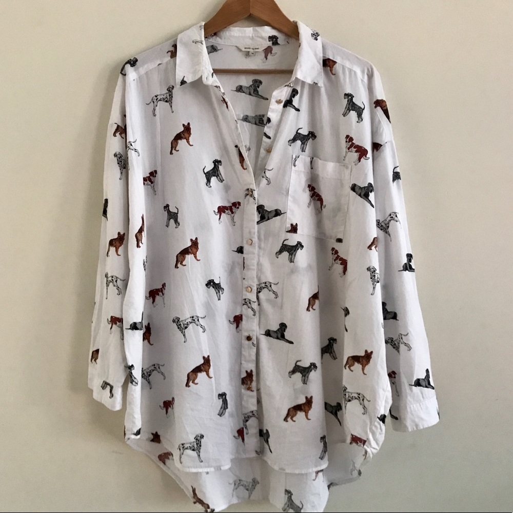 River Island | Oversized dog print shirt | US 14